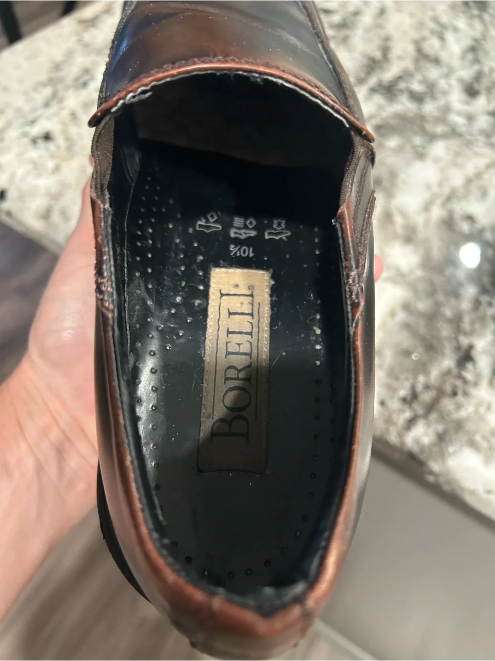 Borelli Men's Brown Leather Slip-On Dress Shoes